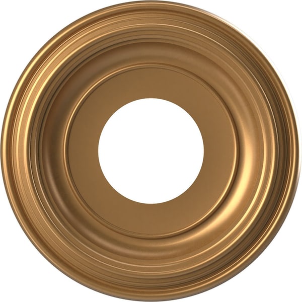 Ekena Millwork Traditional PVC Medallion (Canopies up to 5 1/2"), 10"OD x 3 1/2"ID x 1 1/8"P, Bright Coat Gold CMP10TRBGL - main